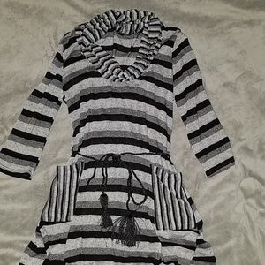 Maude cowl neck striped sweater dress